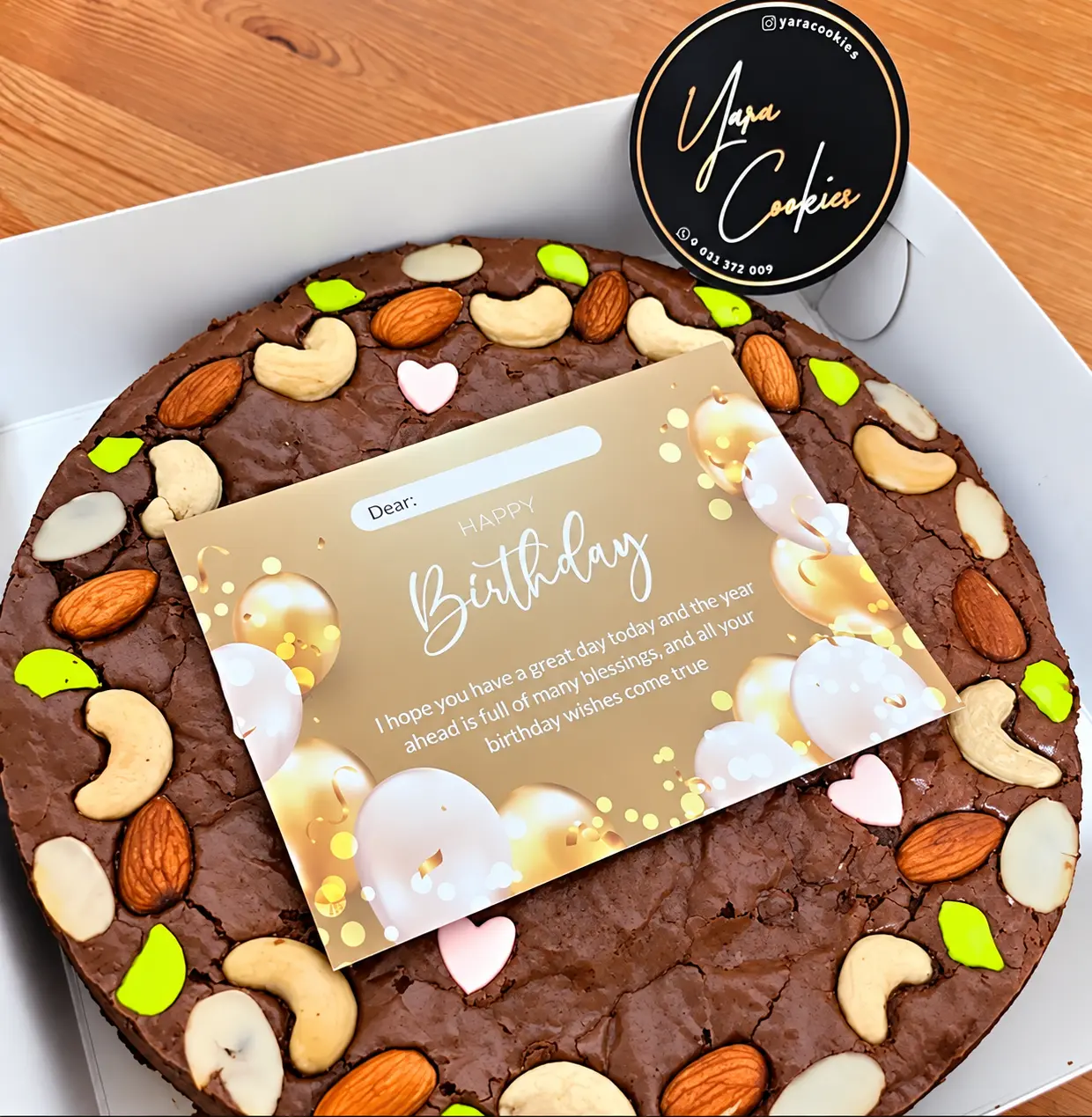 Yara Custom Cake Brownies with personalised message